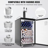 Beer Kegerator, Dual Tap Draft Beer Dispenser, Full Size Keg Refrigerator With Shelves, CO2 Cylinder, Drip Tray & Rail, 32°F- 50°F Temperature Control, Holds 1/6, 1/4, 1/2 Barrels, Black
